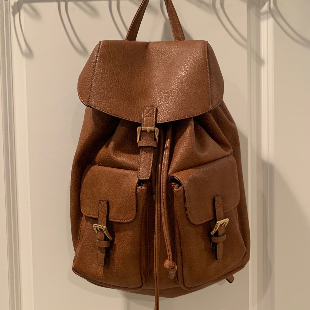 Brown Leather Drawstring Bag, Steve Madden